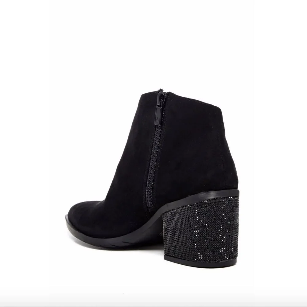 Kenneth Cole Reaction Cue the Music Suede Embellished Block Heel Ankle Bootie 6